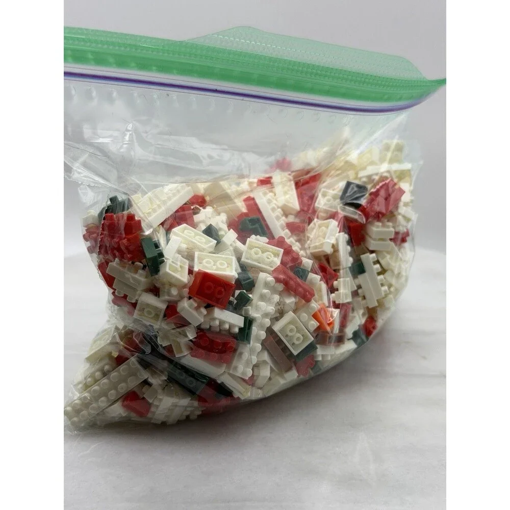 Vintage Christmas Micro Building Blocks Parts Lot Red White Green Mixed Bulk